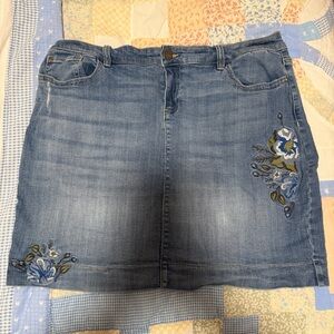 Embroidered Denim Skort